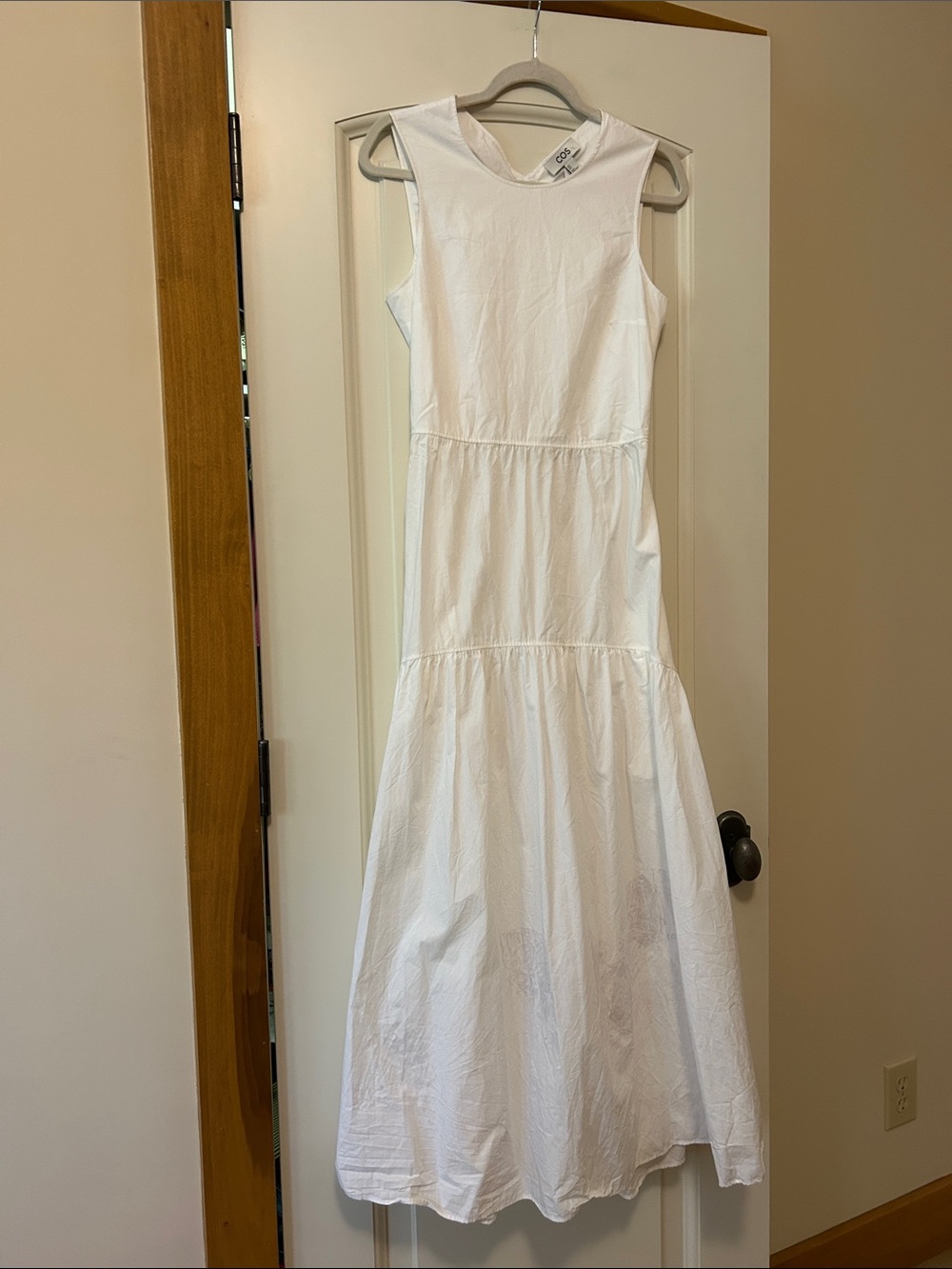 COS White Sleeveless Maxi Tiered Dress. Beautiful Angles for Flattering Fit